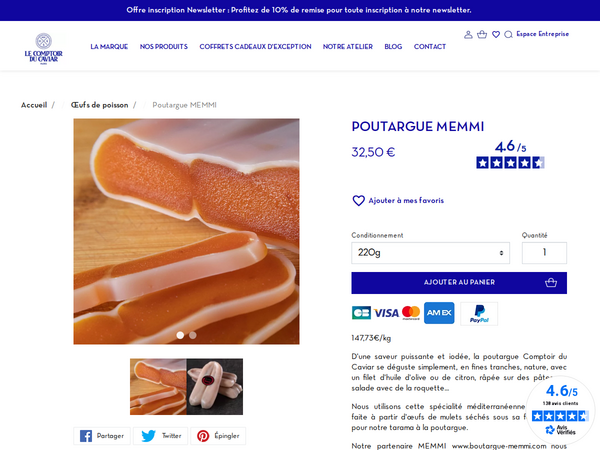 Bottarga chez Le Comptoir du Caviar