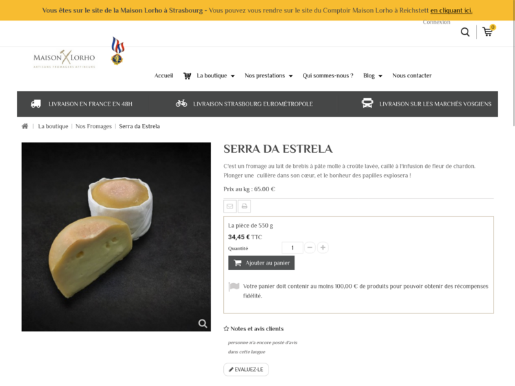 Queijo Serra da Estrela chez Maison Lorho