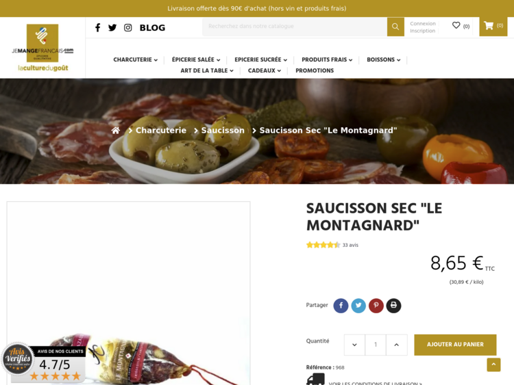 Saucisson Sec chez Jemangefrancais.com