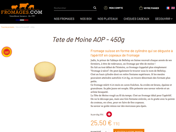 Tête de moine chez Fromages.com