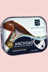 Anchois de Cantabrie Don Bocarte à l'huile d'olive, faible teneur en sel (85 gr - 13/15 filets)