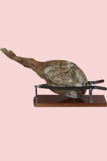 Support à jambon en bois avec pinces chromées